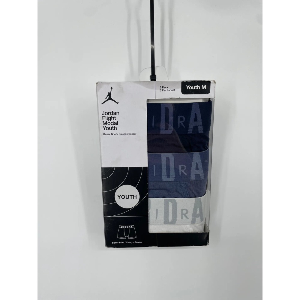 Jordan Boys Flight Modal Boxer‎ Briefs Underwear 3 Pack Size Youth M Obsidian